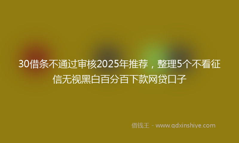 30借条不通过审核2025年推荐，整理5个不看征信无视黑白百分百下款网贷口子