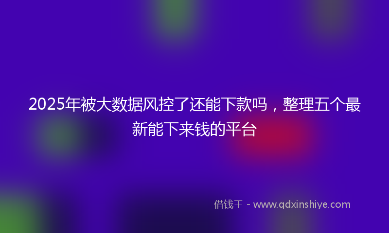 2025年被大数据风控了还能下款吗，整理五个最新能下来钱的平台