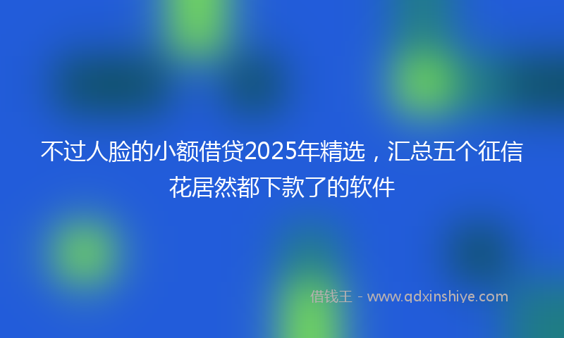 不过人脸的小额借贷2025年精选，汇总五个征信花居然都下款了的软件