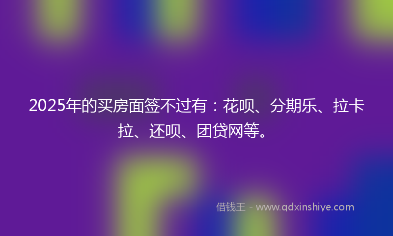 2025年的买房面签不过有：花呗、分期乐、拉卡拉、还呗、团贷网等。