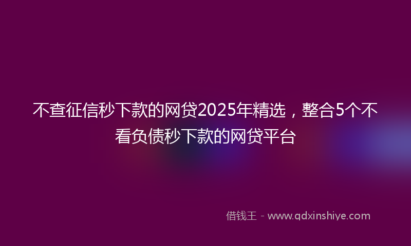 不查征信秒下款的网贷2025年精选，整合5个不看负债秒下款的网贷平台
