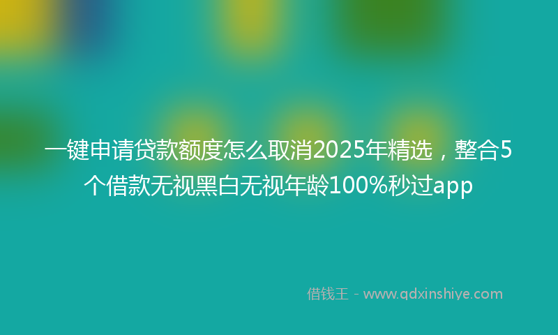 一键申请贷款额度怎么取消2025年精选，整合5个借款无视黑白无视年龄100%秒过app