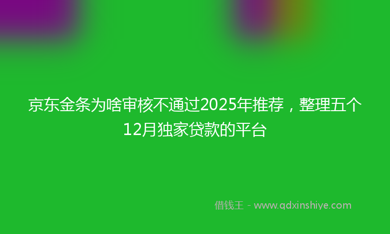 京东金条为啥审核不通过2025年推荐，整理五个12月独家贷款的平台