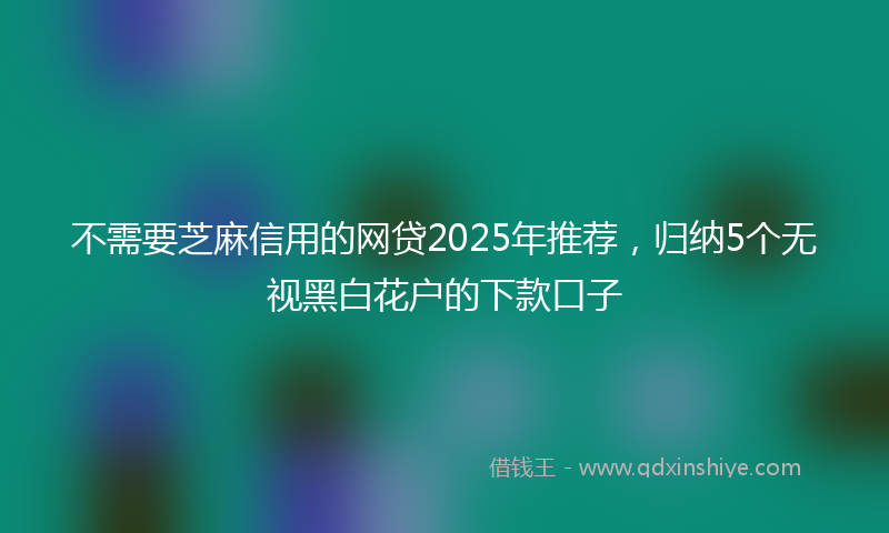 不需要芝麻信用的网贷2025年推荐，归纳5个无视黑白花户的下款口子
