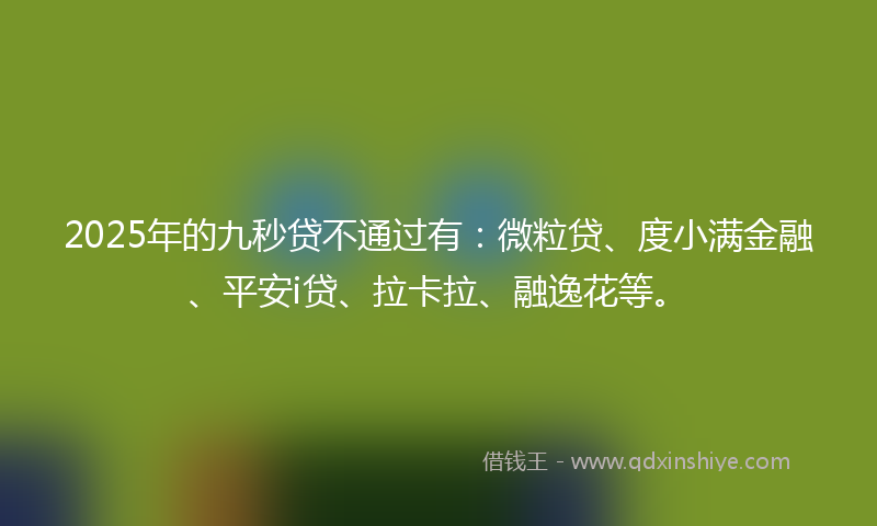 2025年的九秒贷不通过有：微粒贷、度小满金融、平安i贷、拉卡拉、融逸花等。