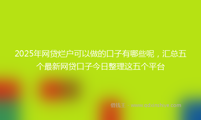 2025年网贷烂户可以做的口子有哪些呢，汇总五个最新网贷口子今日整理这五个平台
