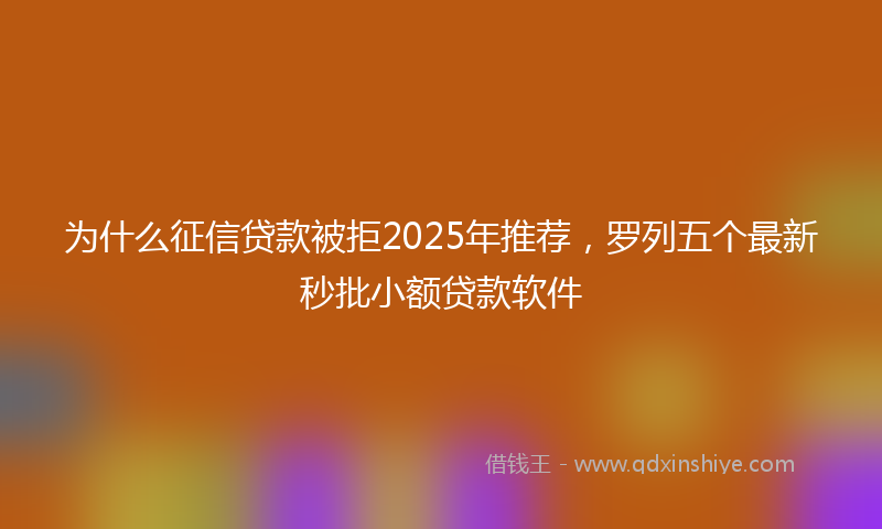为什么征信贷款被拒2025年推荐，罗列五个最新秒批小额贷款软件
