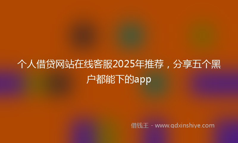 个人借贷网站在线客服2025年推荐，分享五个黑户都能下的app