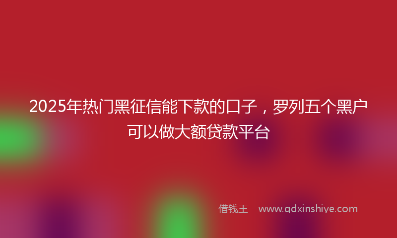 2025年热门黑征信能下款的口子，罗列五个黑户可以做大额贷款平台
