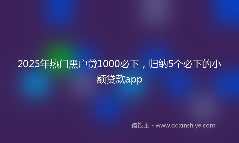 2025年热门黑户贷1000必下，归纳5个必下的小额贷款app