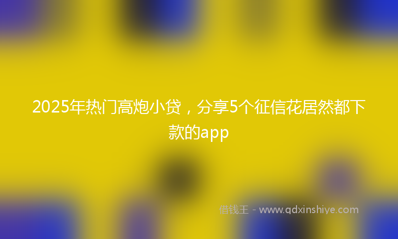 2025年热门高炮小贷，分享5个征信花居然都下款的app