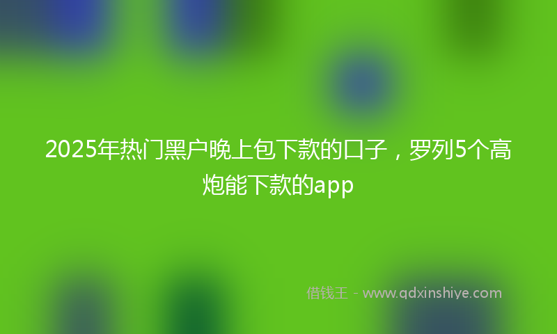 2025年热门黑户晚上包下款的口子，罗列5个高炮能下款的app