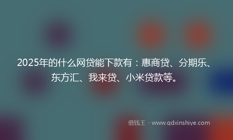 2025年的什么网贷能下款有：惠商贷、分期乐、东方汇、我来贷、小米贷款等。