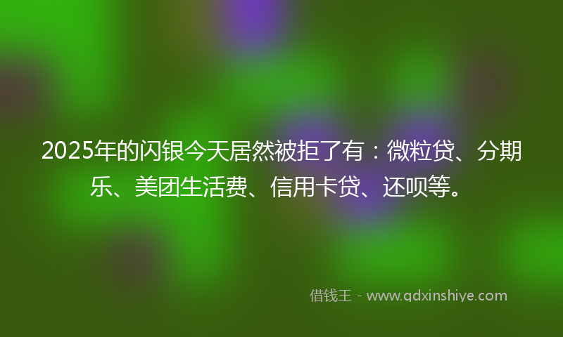 2025年的闪银今天居然被拒了有：微粒贷、分期乐、美团生活费、信用卡贷、还呗等。