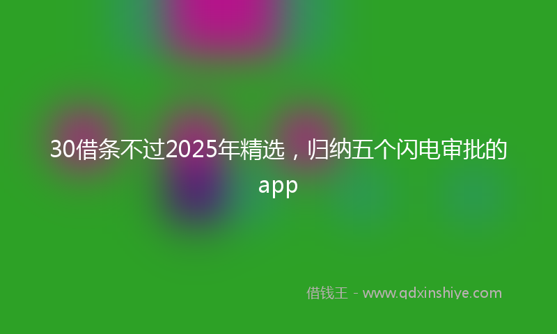 30借条不过2025年精选，归纳五个闪电审批的app