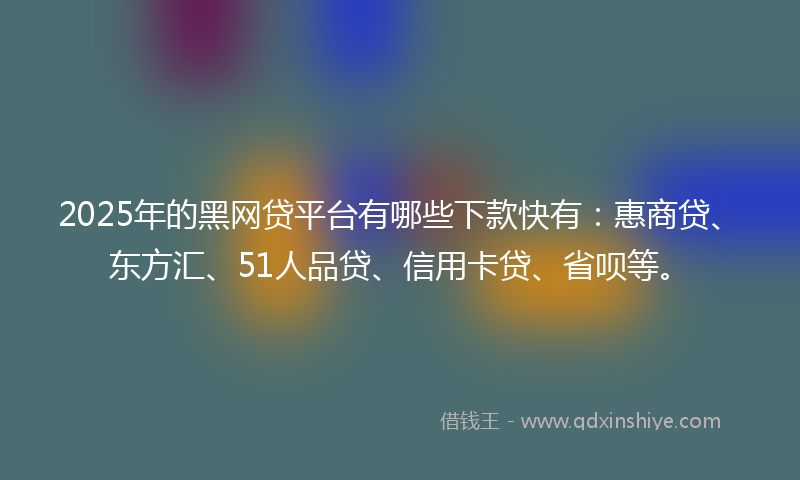 2025年的黑网贷平台有哪些下款快有：惠商贷、东方汇、51人品贷、信用卡贷、省呗等。