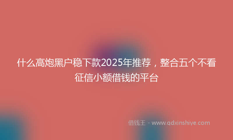 什么高炮黑户稳下款2025年推荐，整合五个不看征信小额借钱的平台