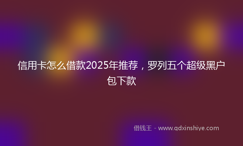 信用卡怎么借款2025年推荐，罗列五个超级黑户包下款