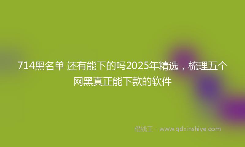 714黑名单 还有能下的吗2025年精选，梳理五个网黑真正能下款的软件