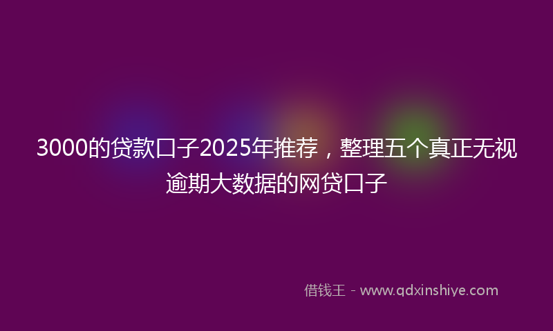 3000的贷款口子2025年推荐，整理五个真正无视逾期大数据的网贷口子