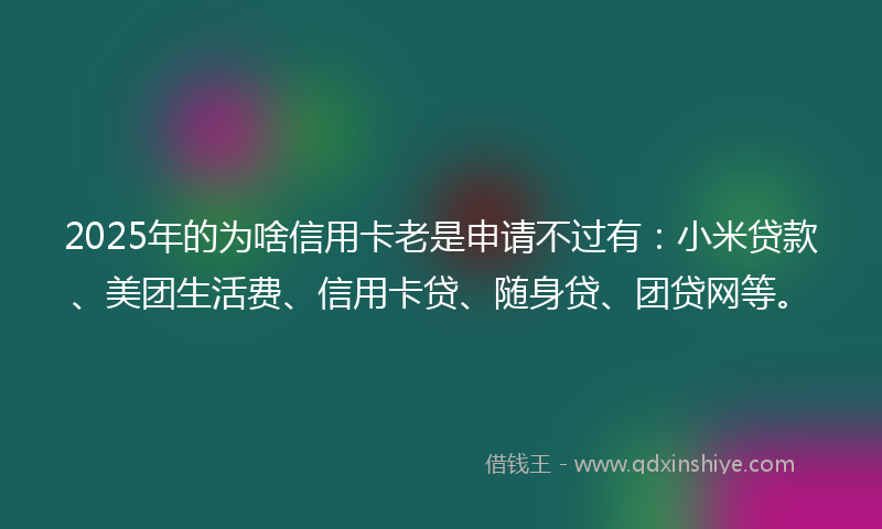 2025年的为啥信用卡老是申请不过有：小米贷款、美团生活费、信用卡贷、随身贷、团贷网等。