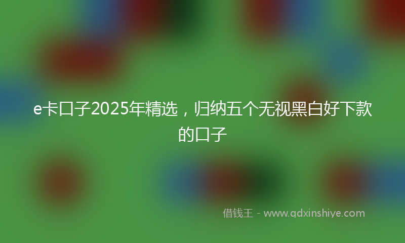 e卡口子2025年精选，归纳五个无视黑白好下款的口子