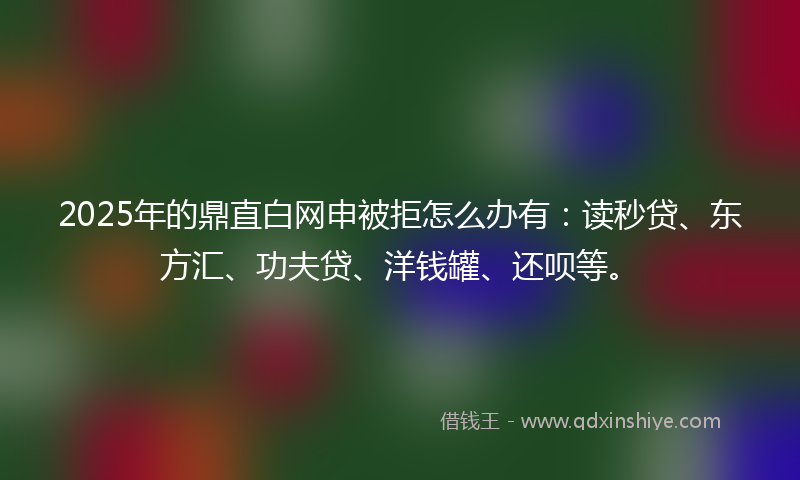 2025年的鼎直白网申被拒怎么办有：读秒贷、东方汇、功夫贷、洋钱罐、还呗等。