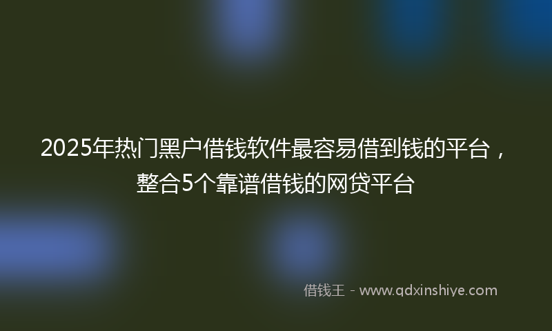 2025年热门黑户借钱软件最容易借到钱的平台，整合5个靠谱借钱的网贷平台