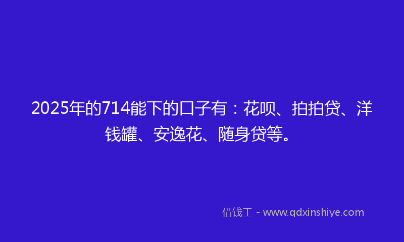 2025年的714能下的口子有：花呗、拍拍贷、洋钱罐、安逸花、随身贷等。
