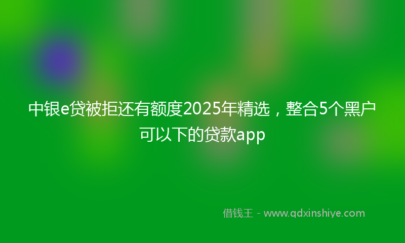 中银e贷被拒还有额度2025年精选，整合5个黑户可以下的贷款app