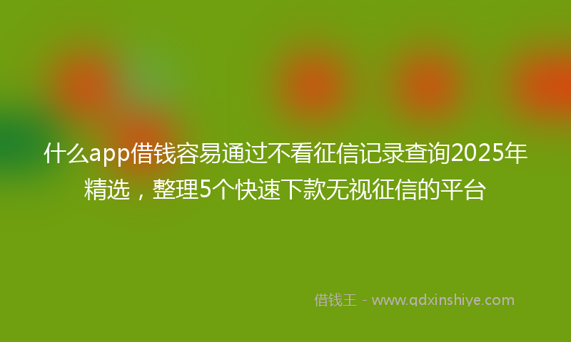什么app借钱容易通过不看征信记录查询2025年精选，整理5个快速下款无视征信的平台
