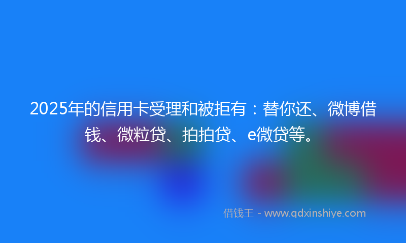 2025年的信用卡受理和被拒有：替你还、微博借钱、微粒贷、拍拍贷、e微贷等。