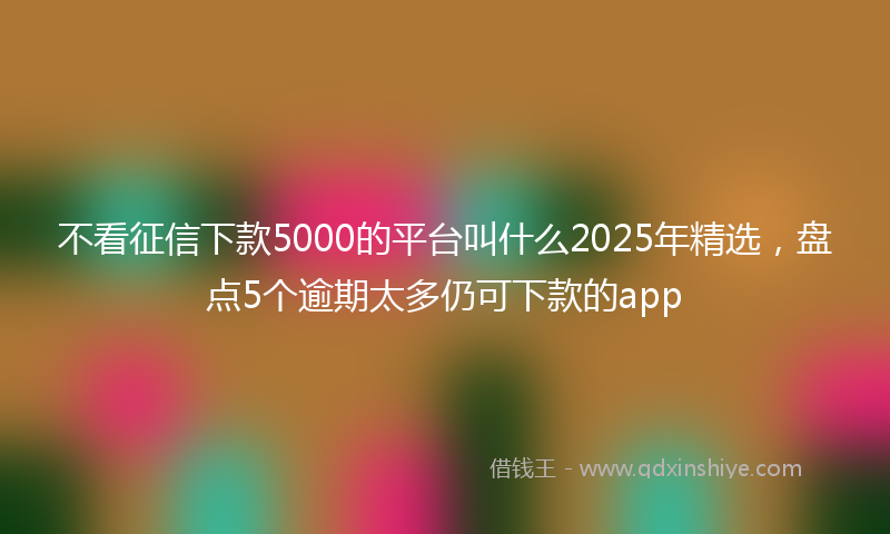 不看征信下款5000的平台叫什么2025年精选，盘点5个逾期太多仍可下款的app