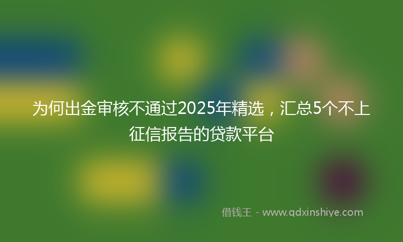 为何出金审核不通过2025年精选，汇总5个不上征信报告的贷款平台