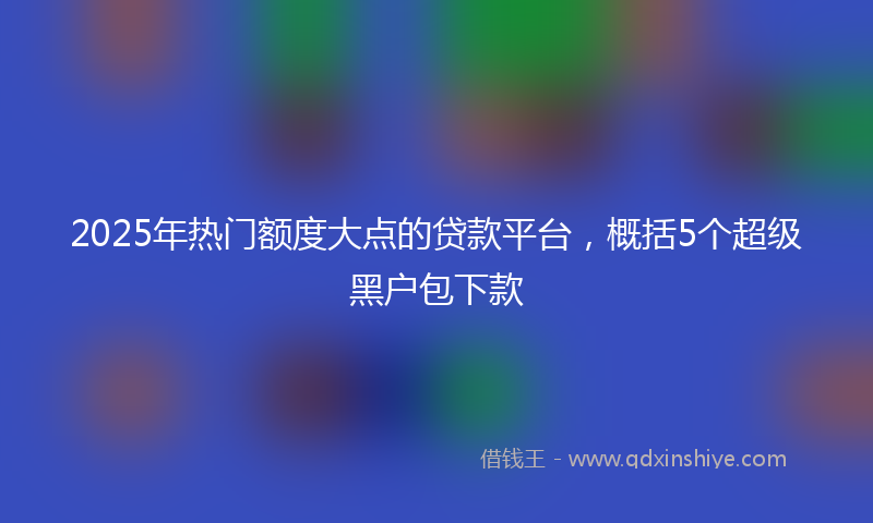 2025年热门额度大点的贷款平台，概括5个超级黑户包下款