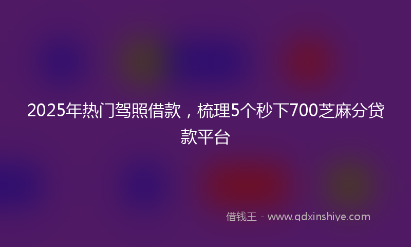 2025年热门驾照借款，梳理5个秒下700芝麻分贷款平台
