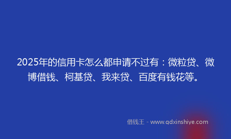 2025年的信用卡怎么都申请不过有：微粒贷、微博借钱、柯基贷、我来贷、百度有钱花等。