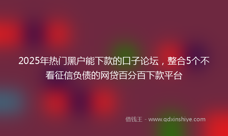 2025年热门黑户能下款的口子论坛，整合5个不看征信负债的网贷百分百下款平台