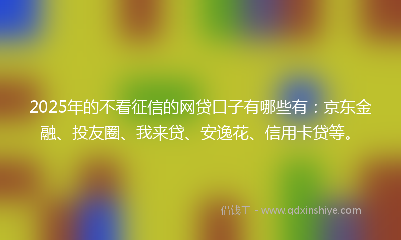 2025年的不看征信的网贷口子有哪些有：京东金融、投友圈、我来贷、安逸花、信用卡贷等。