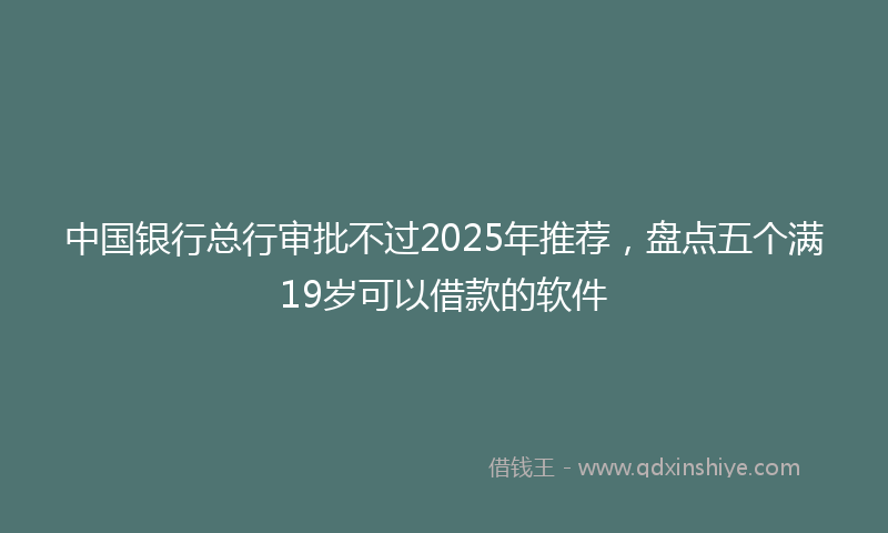 中国银行总行审批不过2025年推荐，盘点五个满19岁可以借款的软件