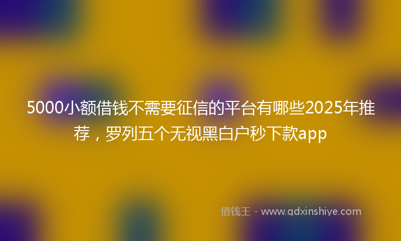 5000小额借钱不需要征信的平台有哪些2025年推荐，罗列五个无视黑白户秒下款app