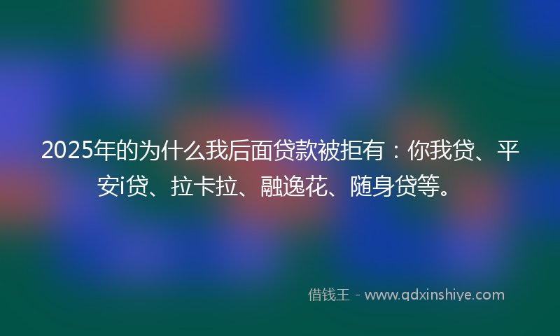 2025年的为什么我后面贷款被拒有：你我贷、平安i贷、拉卡拉、融逸花、随身贷等。
