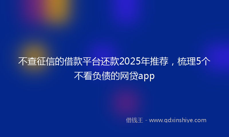 不查征信的借款平台还款2025年推荐，梳理5个不看负债的网贷app