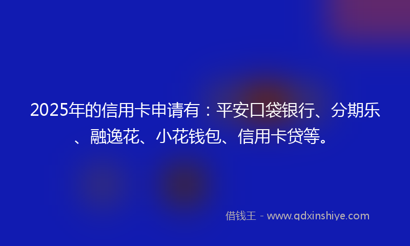 2025年的信用卡申请有：平安口袋银行、分期乐、融逸花、小花钱包、信用卡贷等。