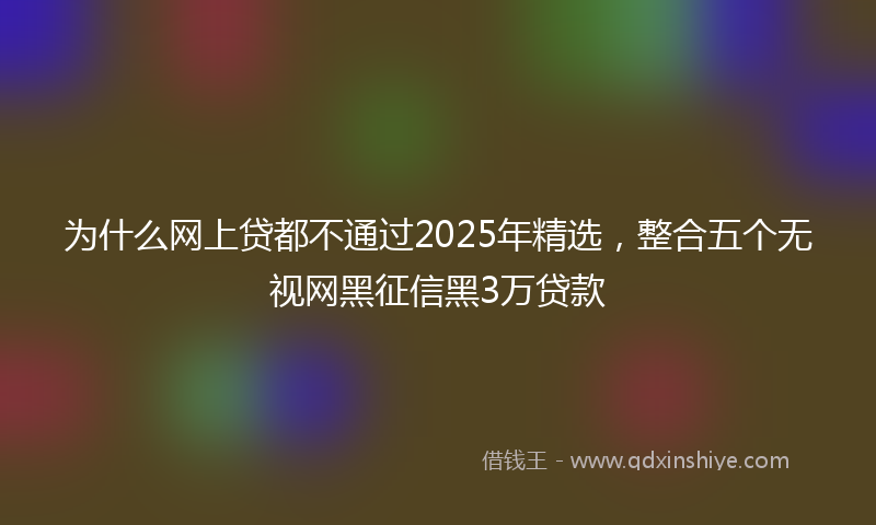 为什么网上贷都不通过2025年精选，整合五个无视网黑征信黑3万贷款