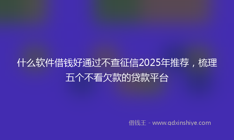 什么软件借钱好通过不查征信2025年推荐，梳理五个不看欠款的贷款平台