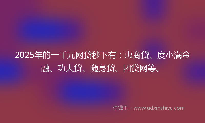 2025年的一千元网贷秒下有：惠商贷、度小满金融、功夫贷、随身贷、团贷网等。