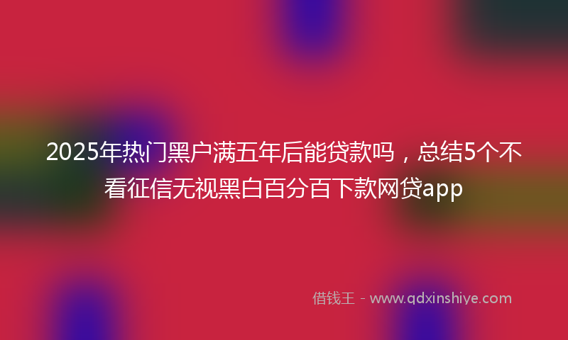 2025年热门黑户满五年后能贷款吗，总结5个不看征信无视黑白百分百下款网贷app