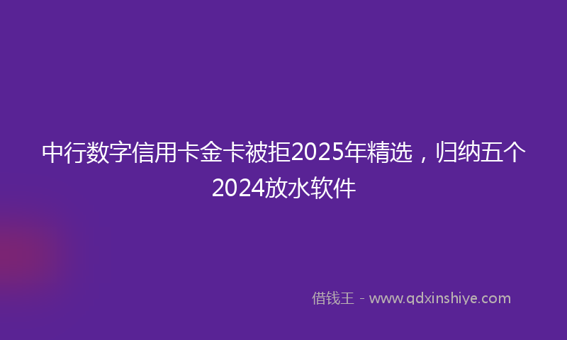 中行数字信用卡金卡被拒2025年精选，归纳五个2024放水软件