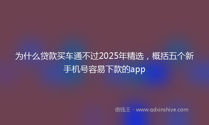 为什么贷款买车通不过2025年精选，概括五个新手机号容易下款的app